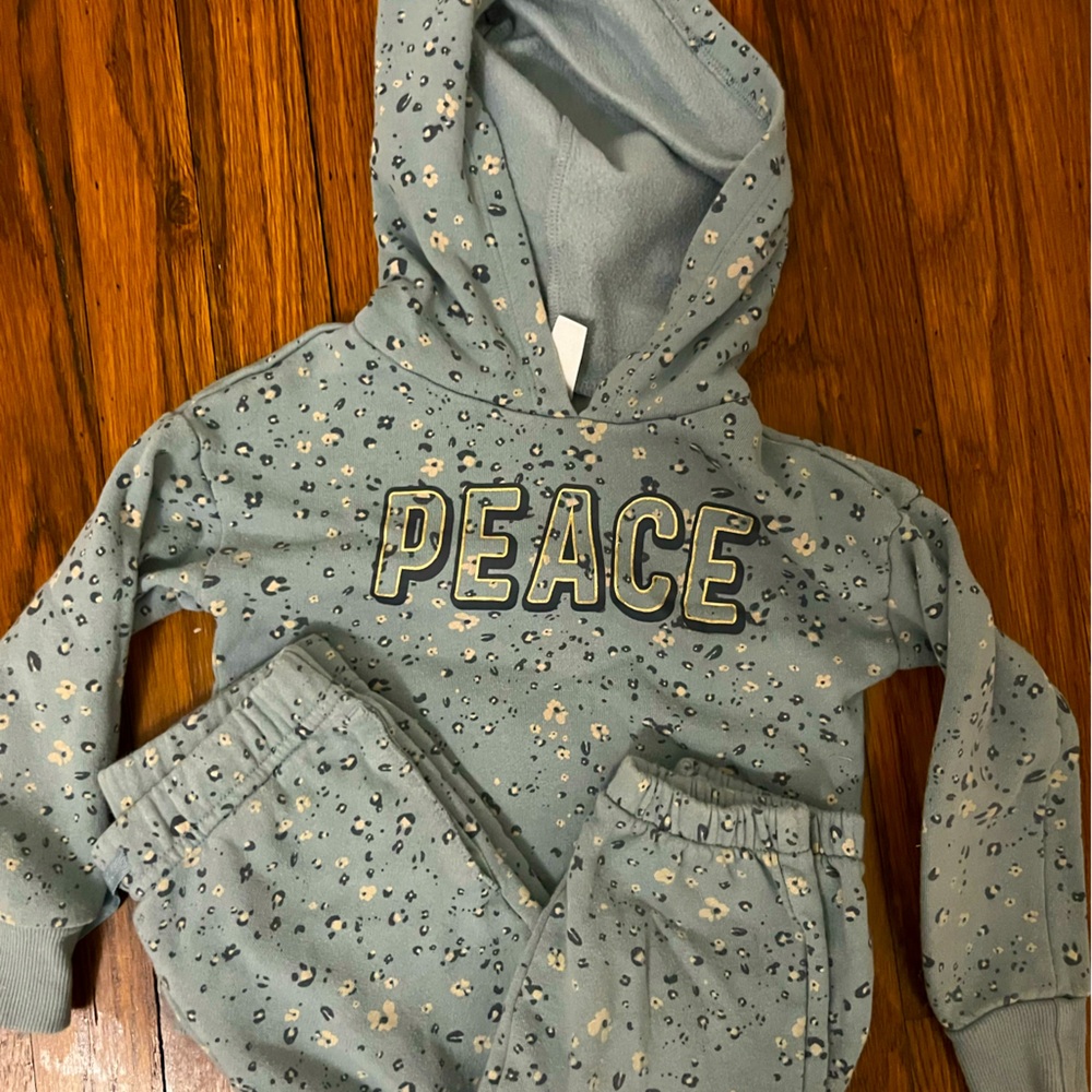 4t carters girls two piece floral green hoodie sweat set
